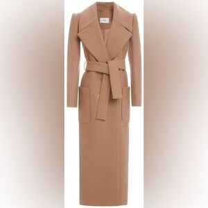 carven camel long wool coat